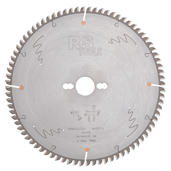 RS Tools Zaagblad 250 - 60 tanden Trapezium Vlaktand Negatief RS Tools Zaagblad 250 - 60 tanden Trapezium Vlaktand Negatief