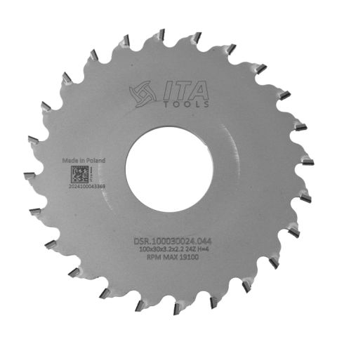 Grooving saw blade DIA D=100 F= 30 Z= 24 K/P=3,2/2,2 H4 FZ-FA PH: 4/M6/48 LH + 4/M6/48 RH