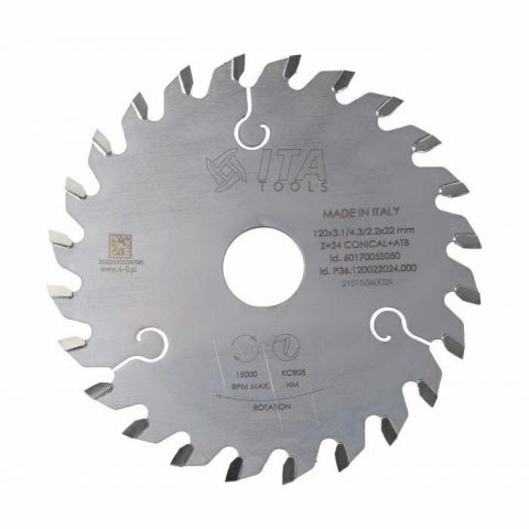 (M) Scoring Blade D=120 F= 22 Z= 24 K=3,1-4,3 P=2,2 CON-ALT5°