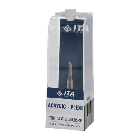 Solid carbide Cutter Z1 D=4 I=12 L=60 S=6 RH end milling positive acrylic & plastics