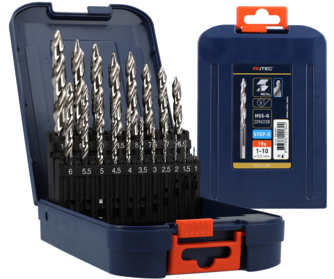 19-dlg. Spiraalborenset type '104|STEP-X' in ABS-cassette
900.0070