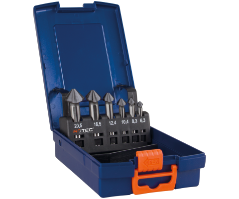 Rotec 6-dlg. set HSS-G verzinkfrezen, gecoat type 407 in abs-cassette