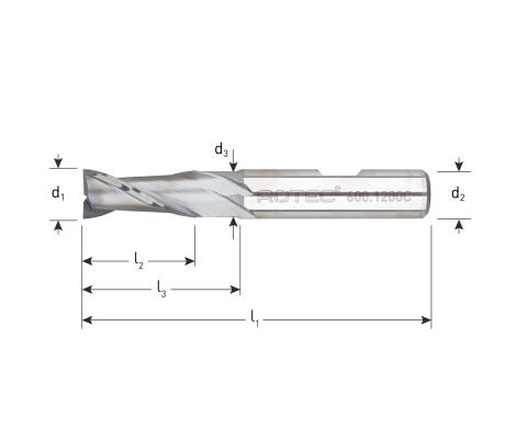 Rotec HSS-E Spiebaanfrees, kort, weldon, gecoat