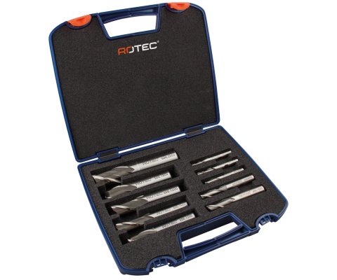 Rotec HSS-E Spiebaanfrezenset, in kunststof koffer