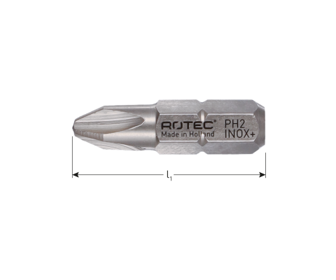 Rotec schroefbit PH, C6.3, 'Inox+'