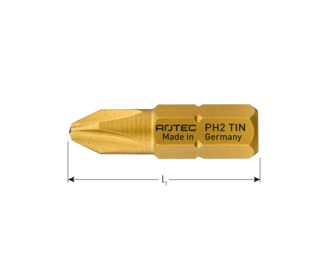 Rotec schroefbit PH, C6.3, TiN