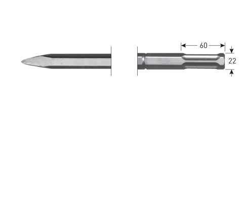 Rotec type 215 puntbeitel, 6-kant 22 mm,