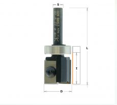 HMWP groeffrees Ø22x20/57mm. S=Ø8 (met lager)