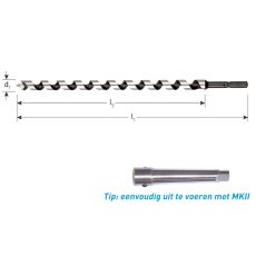 Rotec slangenboor, GOLD-LINE, type 241, Azobé, 6-kant, Ø6 t/m 30