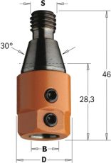CMT Boorhouder met centreerconus 30°, links