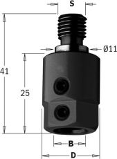 CMT Boorhouder met centreer 11x4 mm, rechts