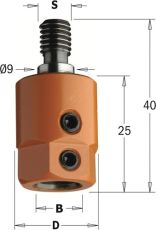 CMT Boorhouder met centreer 9x4 mm, links