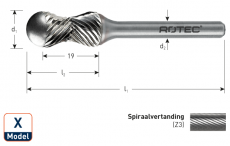 ROTEC - HM Stiftfrees, model X, multikantenvorm