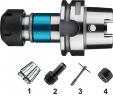 Phantom 81.687 synchro taphouder, HSK-A, tbv ER spantangen (met vierkant), ER16 - ER25