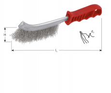 Rotec handborstel, gegolfd staaldraad, 265x28x0,3mm