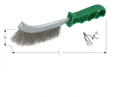Rotec handborstel, gegolfd RVS-draad, 265x28x0,3mm