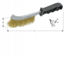 Rotec handborstel, gegolfd messingdraad, 265x28x0,3mm