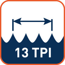 13 TPI (tanden per inch)