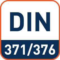 Afmetingen volgens DIN371 en DIN376 (afhankelijk van grootte)