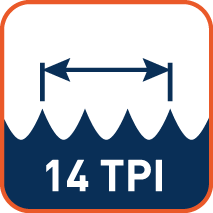 Tandsteek 14 TPI (tanden per inch)