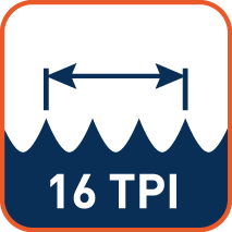 Tandsteek 16 TPI (tanden per inch)