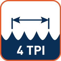 Tandsteek 4 TPI (tanden per inch)