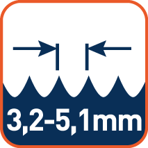 Variabele tandsteek 3,2-5,1mm (tip tot tip)