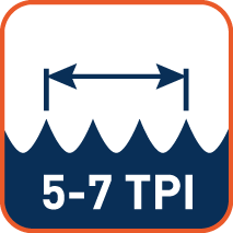 Variabele tandsteek 5-7 TPI (tanden per inch)