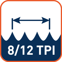 Variabele tandsteek 8-12 TPI (tanden per inch)
