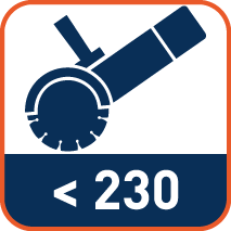 (Geschikt) voor het gebruik op een haakse slijper (t/m Ø230)