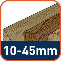 Alle houtsoorten tot 45mm
